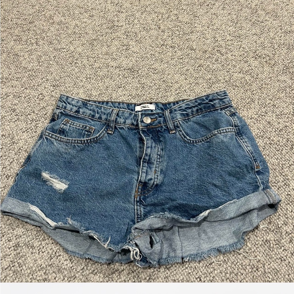 Forever 21 Distressed Blue Jean Shorts